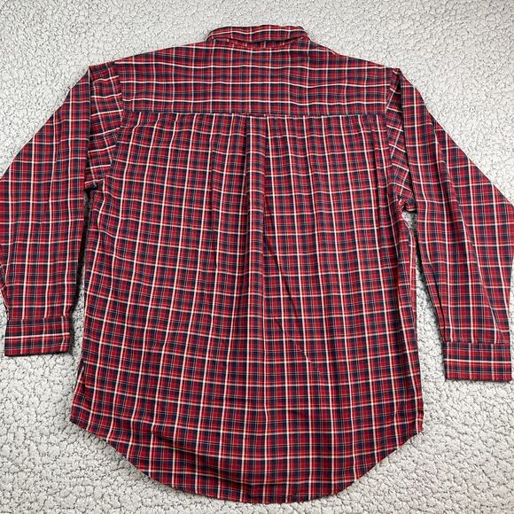 Chaps Ralph Lauren Button Down Shirt Mens L Red Tartan Plaid Christmas Classic - Picture 6 of 7